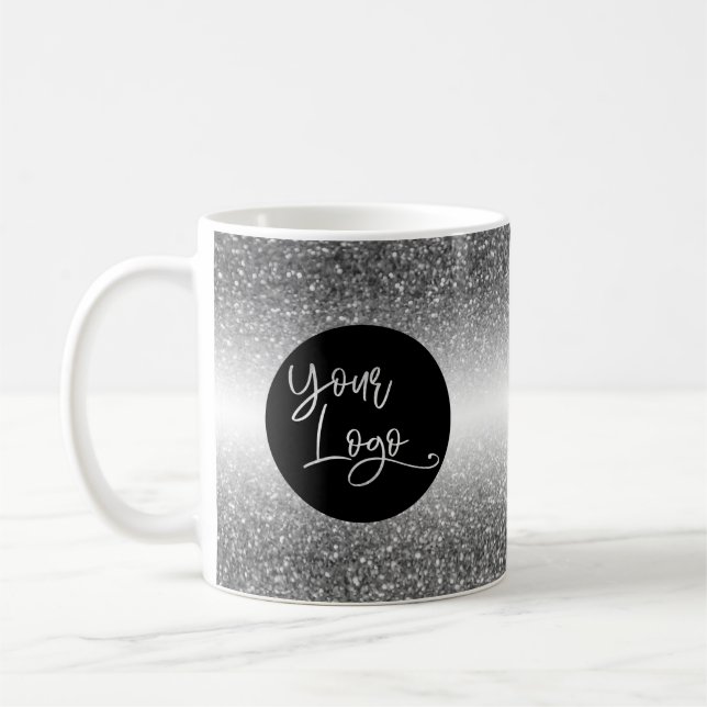 Din Logotyp, Silver och White Ombre Kaffemugg (Vänster)