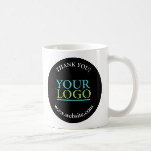 Din Logotyp, Tack, Namn och webbplats, svart cirke Kaffemugg