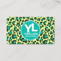 Din Logotyp Teal Leopard Skriv ut Rockabilly Mönst