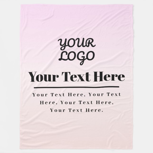 Din logotyp & text | Rosa & Peach Ombre Fleecefilt (Framsidan)
