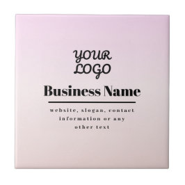 Din logotyp & text | Rosa & Peach Ombre Kakelplatta