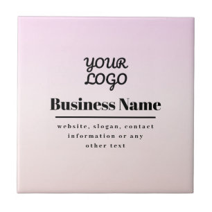 Din logotyp & text Rosa & Peach Ombre Kakelplatta