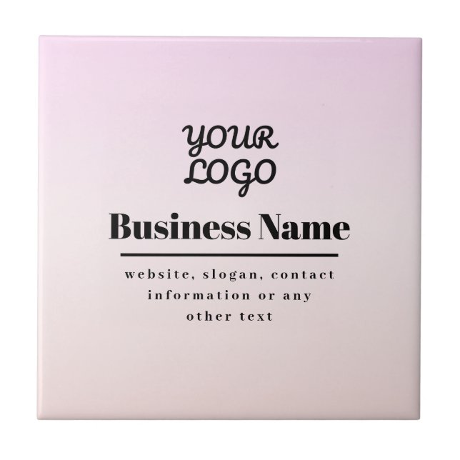 Din logotyp & text | Rosa & Peach Ombre Kakelplatta (Framsidan)