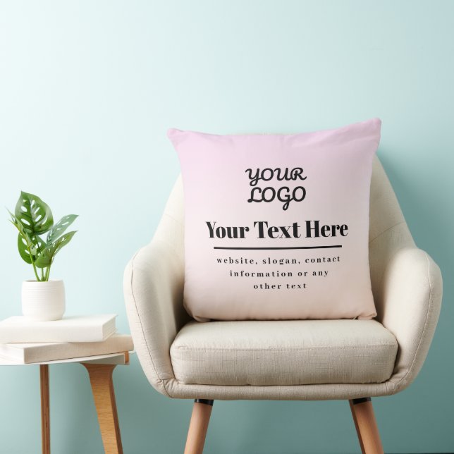 Din logotyp & text | Rosa & Peach Ombre Kudde (Stol)