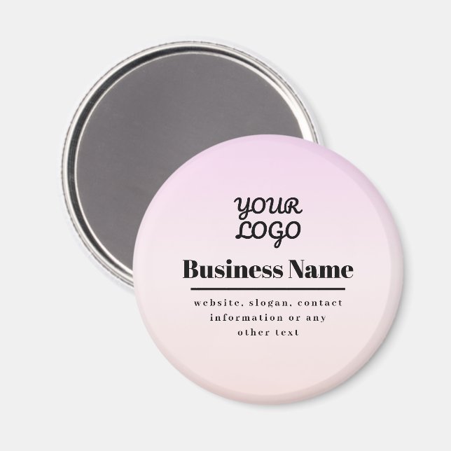 Din logotyp & text | Rosa & Peach Ombre Magnet (Front/Back)