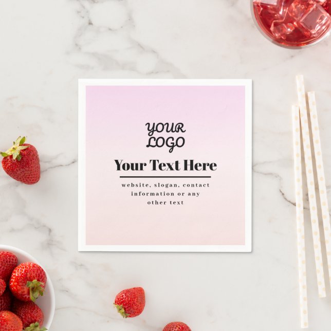 Din logotyp & text | Rosa & Peach Ombre Pappersservett (Insitu)