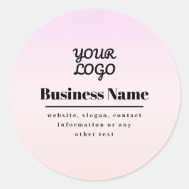 Din logotyp & text | Rosa & Peach Ombre Runt Klistermärke