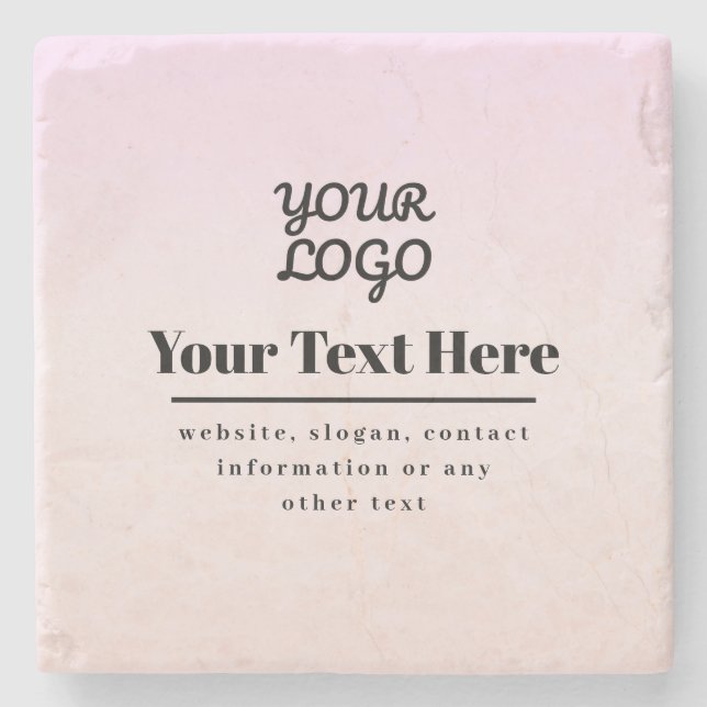 Din logotyp & text | Rosa & Peach Ombre Stenunderlägg (Framsidan)
