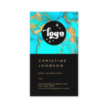 din logotyp turkos-sten på svart