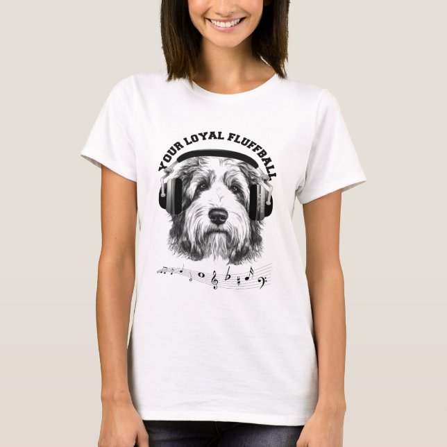 Din Loyal Fluffball Women White T Shirt (Framsida)