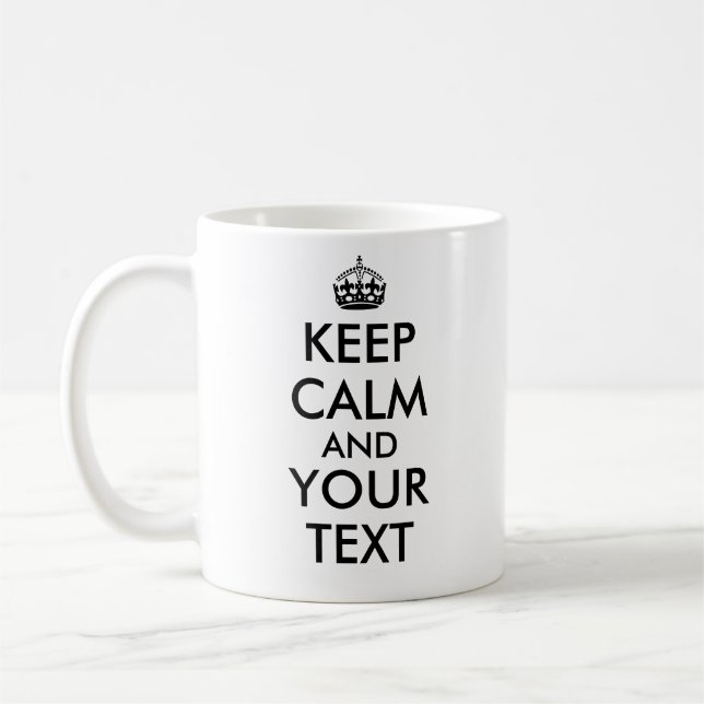 Din lugn för textanpassadebehålla och muggmall kaffemugg (Vänster)