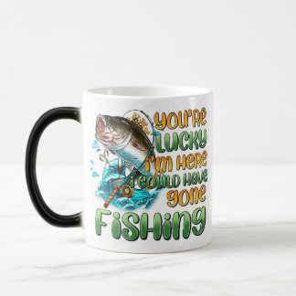 *"Din lyckliga dag - Borta fiske med en Twist"* Magisk Mugg