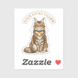 Din lyckobringande vacker katt med Shamrock-halsba Klistermärken