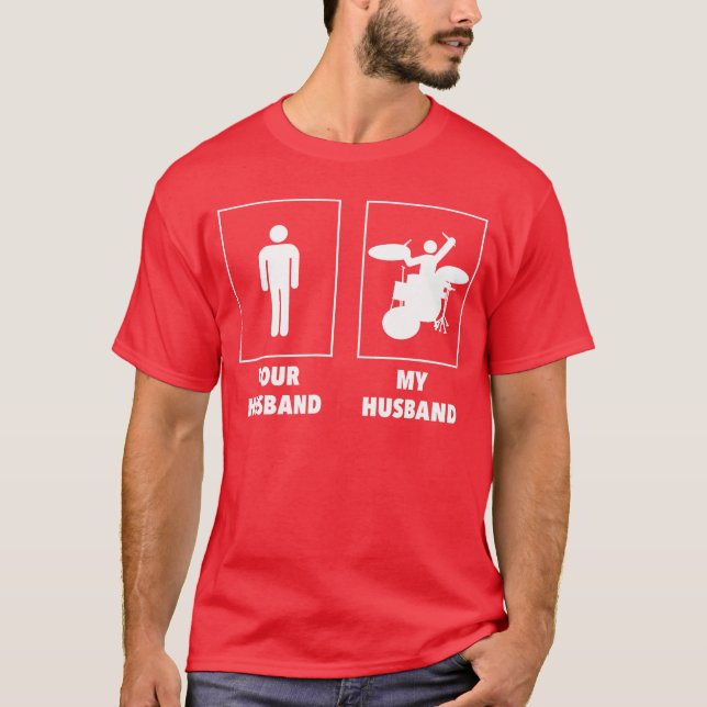 Din make Min make Trummis Rock N Roll Band g T Shirt (Framsida)