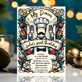 Din Manar Male vuxen Middag elegant 50-årsdag Inbjudningar