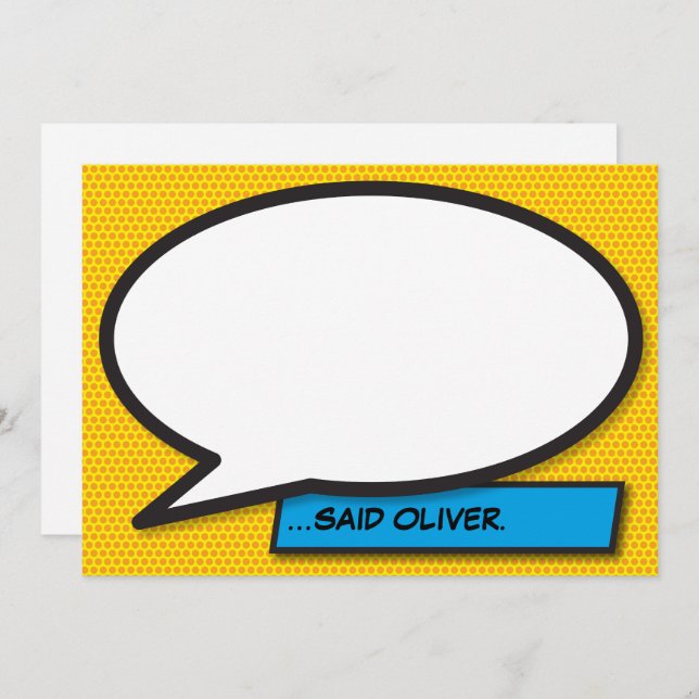 Din meddelandebubbla kul retro serietidning inbjudningar (Fram/baksida)