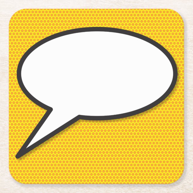 Din meddelandebubbla kul retro serietidning underlägg papper kvadrat (Framsidan)