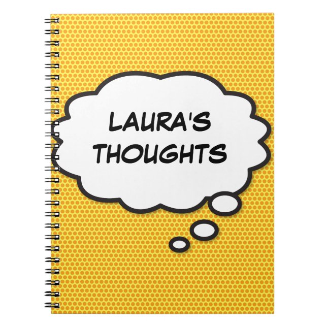 Din meddelandetankebubbla Roligt Retro Tecknad Bok Anteckningsbok (Framsidan)