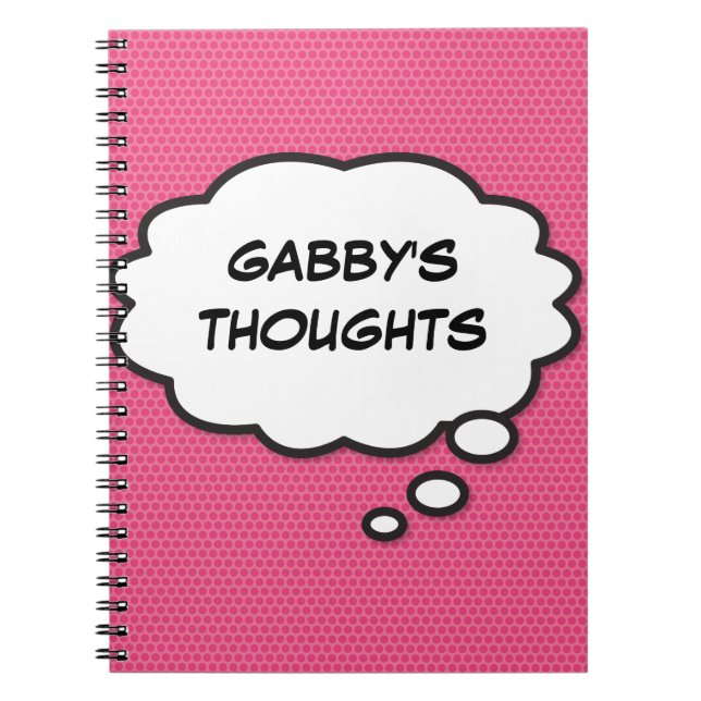 Din meddelandetankebubbla Roligt Retro Tecknad Bok Anteckningsbok (Framsidan)