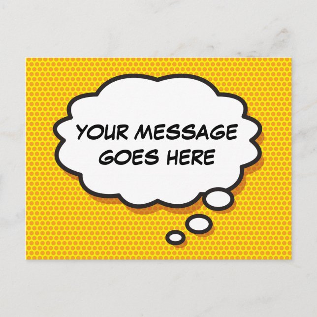 Din meddelandetankebubbla Roligt Retro Tecknad Bok Meddelande Vykort (Framsida)