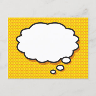 Din Message Think Bubble Roligt Retro Tecknad Bok Meddelande Vykort