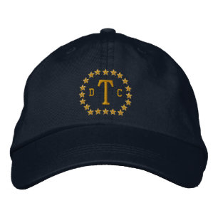 Din Monogram 3 Brev och Stars Embroidery Broderad Keps