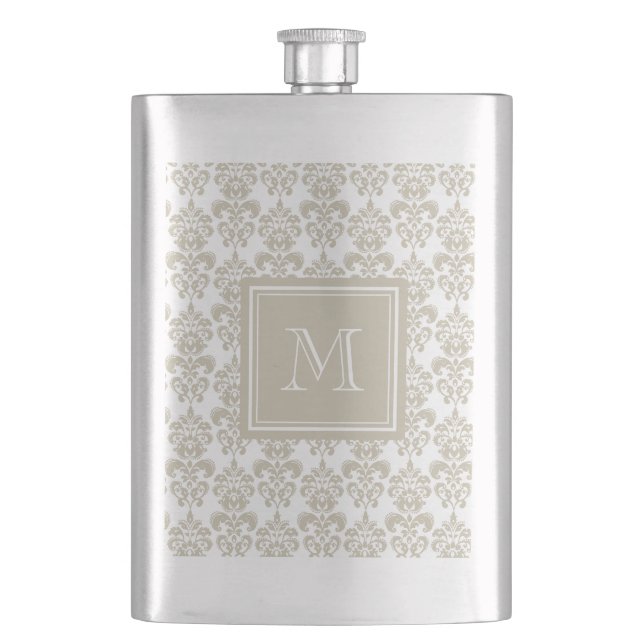 Din Monogram, beige damastast mönster 2 Fickplunta (Framsidan)