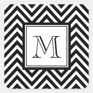DIN MONOGRAM, BLACK CHEVRON FYRKANTIGT KLISTERMÄRKE