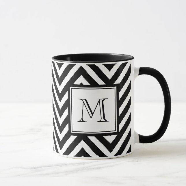 DIN MONOGRAM, BLACK CHEVRON MUGG (Höger)