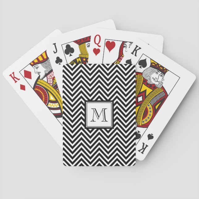 DIN MONOGRAM, BLACK CHEVRON SPEL KORT (Baksidan)