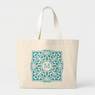 DIN MONOGRAM i dekorativt ram tote bags Jumbo Tygkasse