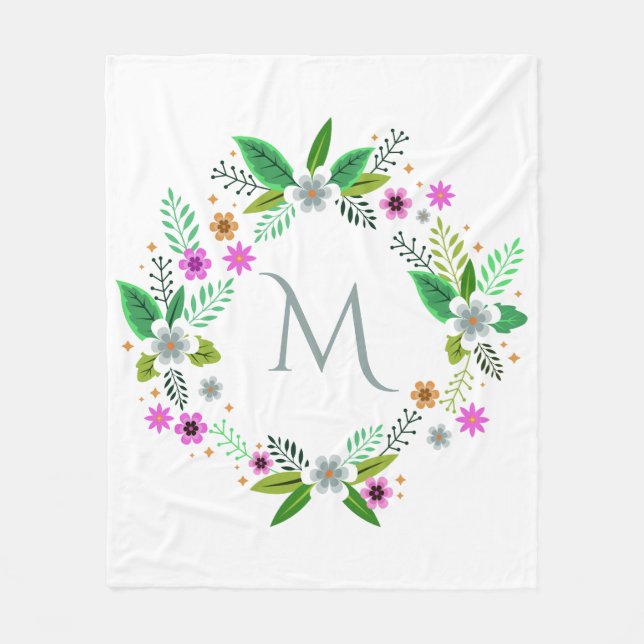 Din Monogram i en blomma från Ram Fleecefilt (Framsidan)