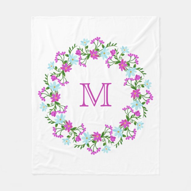 Din Monogram i en blomma från Ram Fleecefilt (Framsidan)