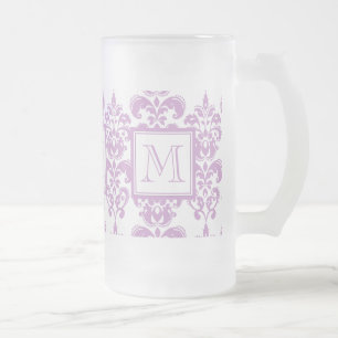 Din Monogram, purpurfärgat damastast mönster 2 Frostat Ölglas