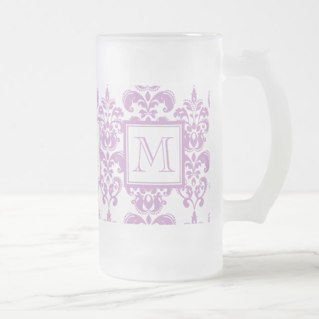 Din Monogram, purpurfärgat damastast mönster 2 Frostat Ölglas (Höger)