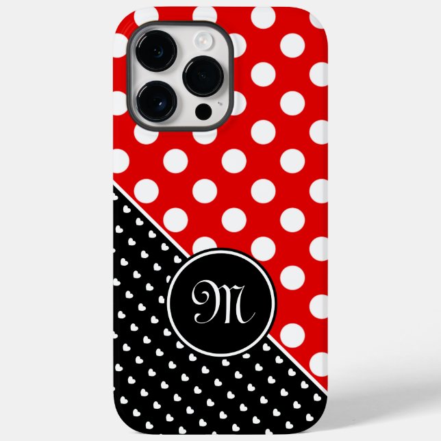 Din Monogram Snyggt Polka dots Red Black White (Baksida)