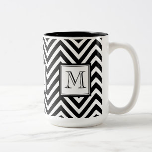 DIN MONOGRAM, SVART SPARRE Två-Tonad MUGG