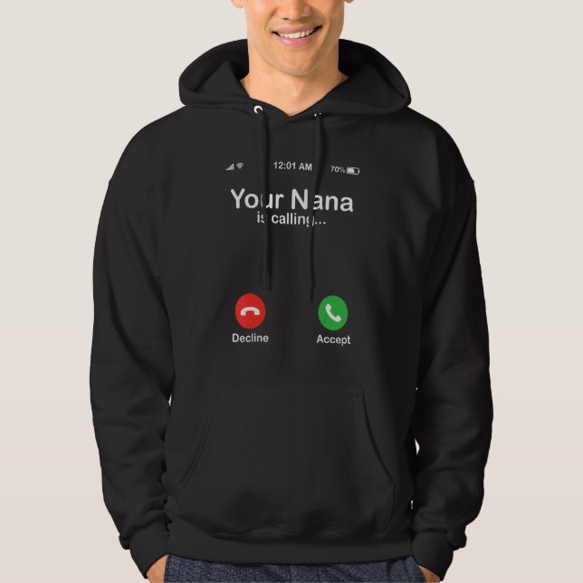 Din mormor ringer Avböj eller Acceptera Glad mormo Hoodie (Framsida)