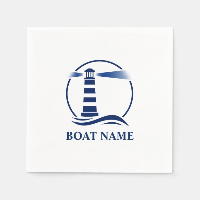 Din Namn Classic Lighthouse Navy Blue Pappersservett (Framsidan)