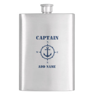 Din namnkapten Flask Compass Anchor Fickplunta