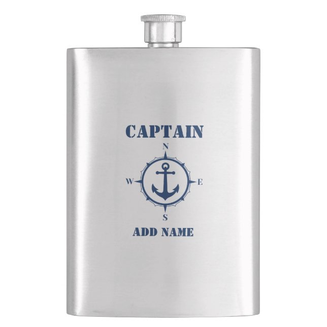 Din namnkapten Flask Compass Anchor Fickplunta (Framsidan)