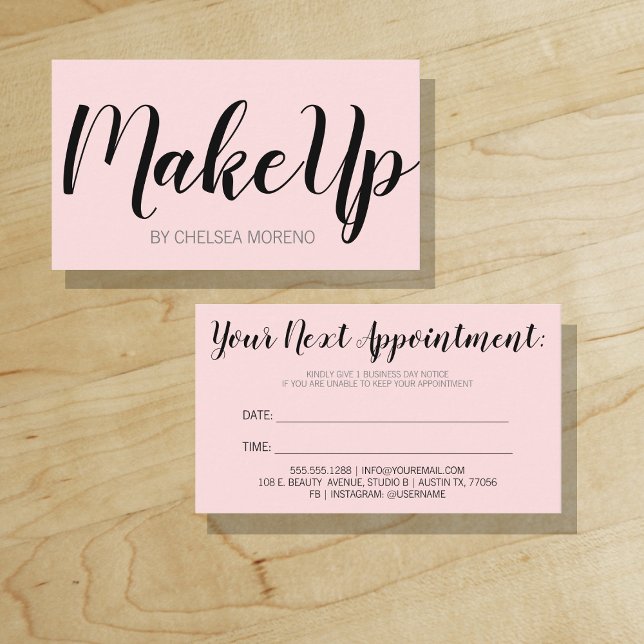 Din nästa mötespåminnelse Minimalist | Rosa Tidsbeställning Kort ("Everyday is abundantly beautiful." 
Sincerely Best Wishes from Lucky Design World)