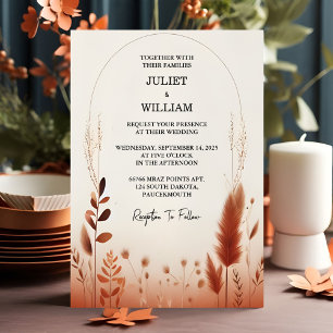 Din ökert Rustic Boho Autumn Ombre Brown Bröllop Inbjudningar