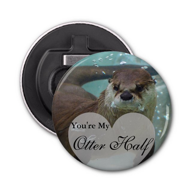 Din Otter Halva Brown River Otter Swiming Flasköppnare (Framsidan)