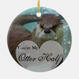 Din Otter Halva bruna floden Otter Swimming Julgransprydnad Keramik