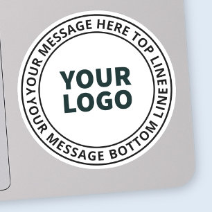Din överförda Logotyp + redigerbar cirkulär text Klistermärken