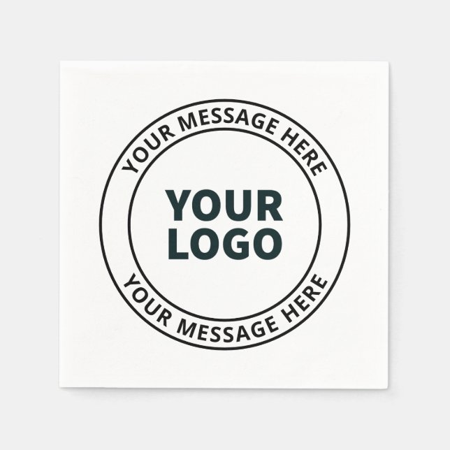 Din överförda Logotyp + redigerbar cirkulär text Pappersservett (Framsidan)