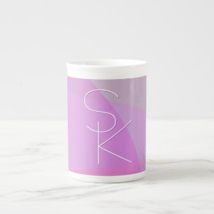 Din överlappande Initialer Modern geometrisk Ros Benporslin Mugg