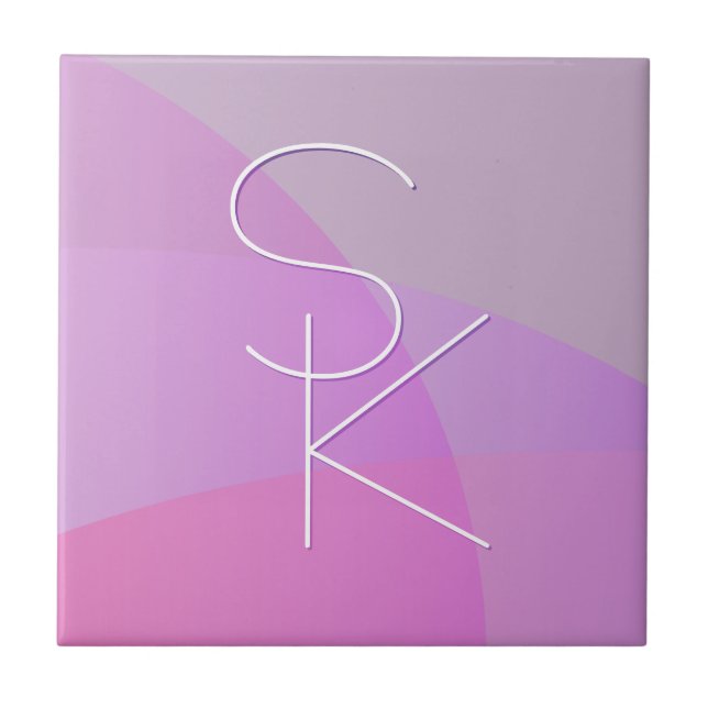 Din överlappande Initialer | Modern geometrisk Ros Kakelplatta (Framsidan)
