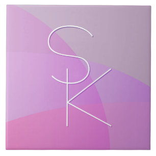 Din överlappande Initialer Modern geometrisk Ros Kakelplatta